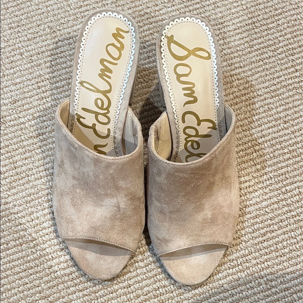 Sam Edelman Women's Beige Suede Mules